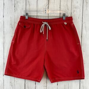Polo Ralph Lauren Red Reef 8" Swim Trunks Board Shorts Pockets Men's Size Large